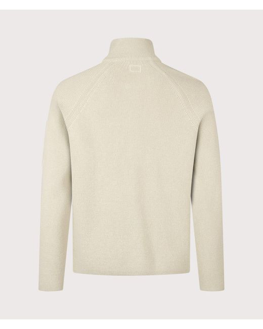 C P Company Natural Waffle Knit Zip Through Lens Cardigan for men