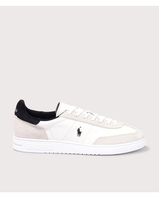 Polo Ralph Lauren White Bedford Leather-Suede Sneakers for men