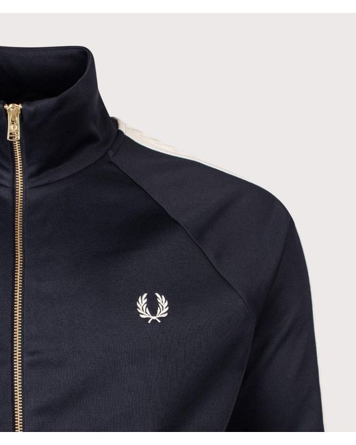 Fred Perry Blue Regular Fit Cable Taped Track Jacket for men