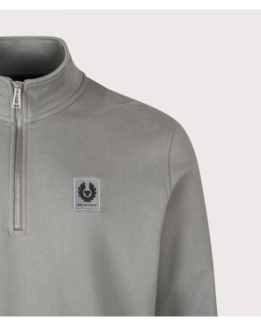 Belstaff Gray Regular Fit Quarter Zip Sweatshirt for men