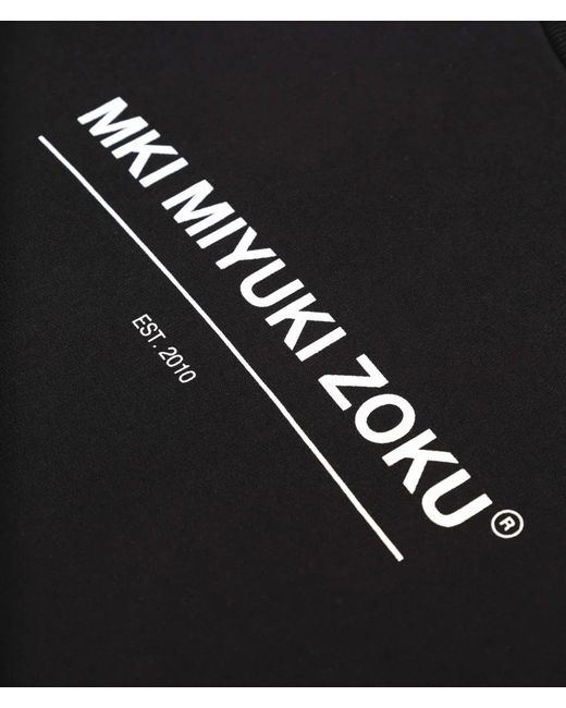 MKI Miyuki-Zoku Black Oversized Linear Crewneck Sweatshirt for men