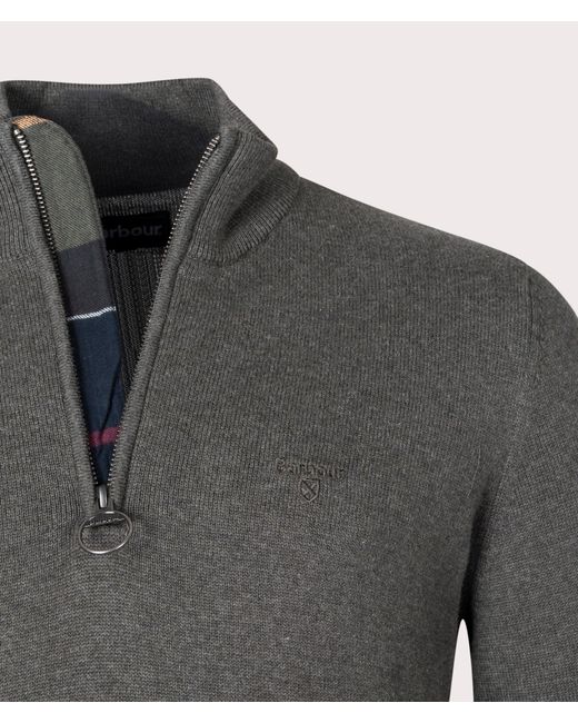 Barbour Gray Quarter Zip Cotton Knit for men
