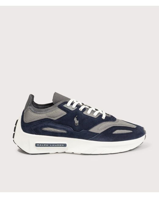 Polo Ralph Lauren Blue Boerum Suede-Paneled Knit Trainers for men