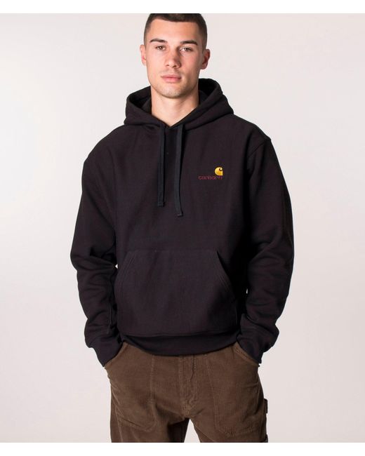 Carhartt Blue Relaxed Fit American Script Hoodie for men