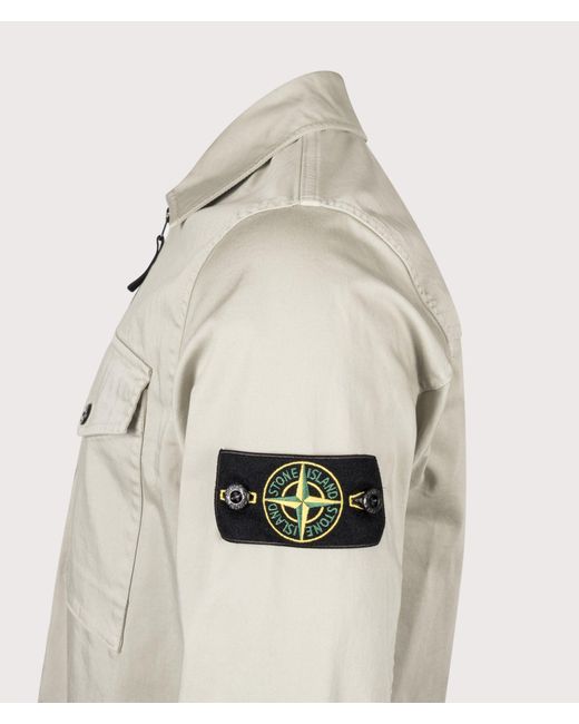 Stone Island Natural Stretch Organic Cotton Satin Overshirt for men
