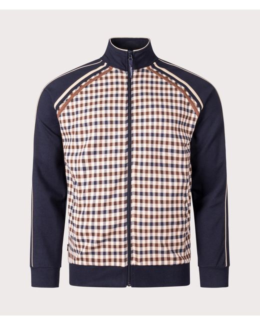 Aquascutum Blue Active Scuba Club Check Stripe Track Top for men