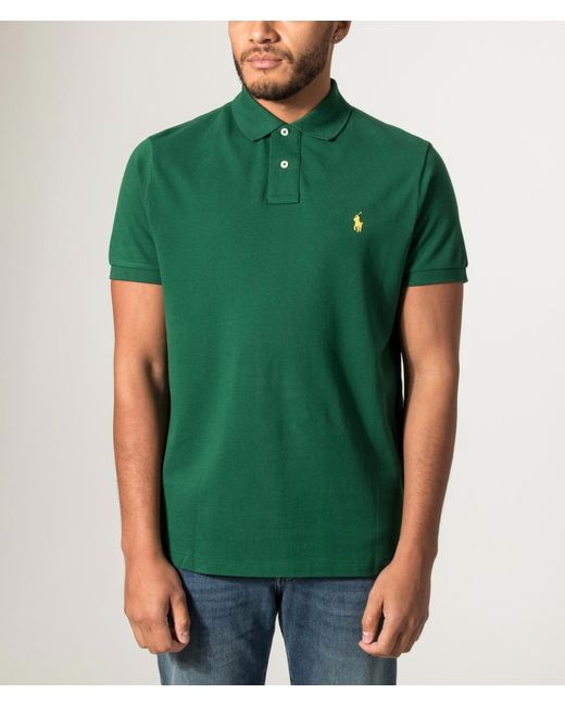 Polo Ralph Lauren Green Custom Slim Fit Mesh Polo Shirt for men