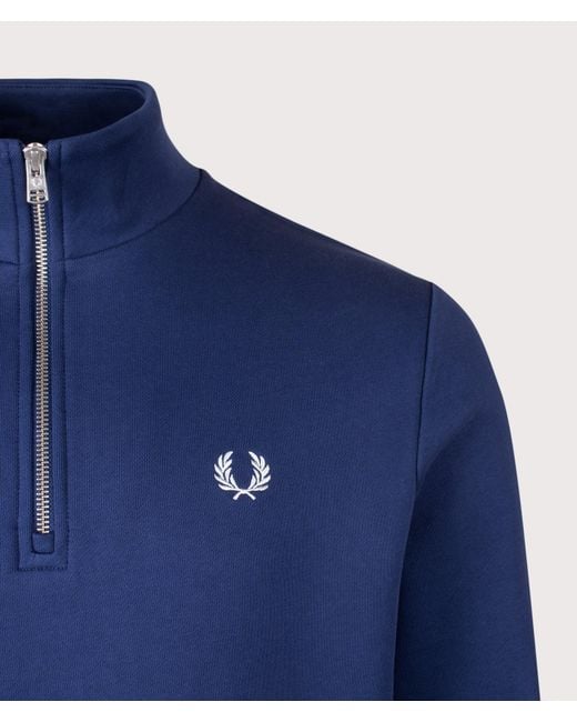 Fred Perry Blue Regular Fit Quarter Zip Sweatshirt for men