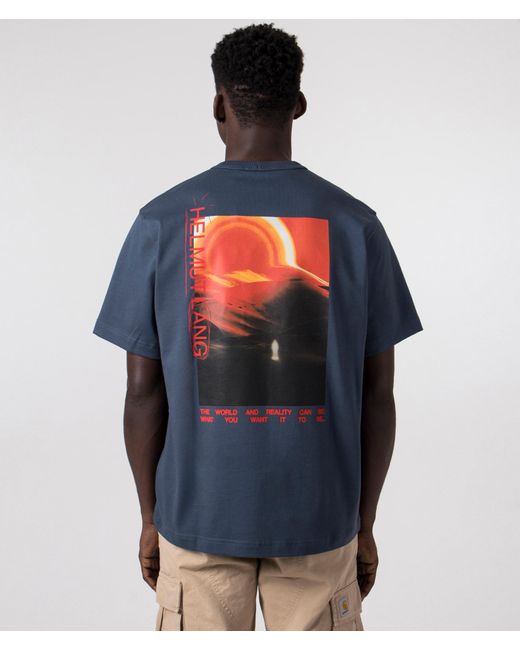 Helmut Lang Blue Relaxed Fit Outer Space T-shirt for men