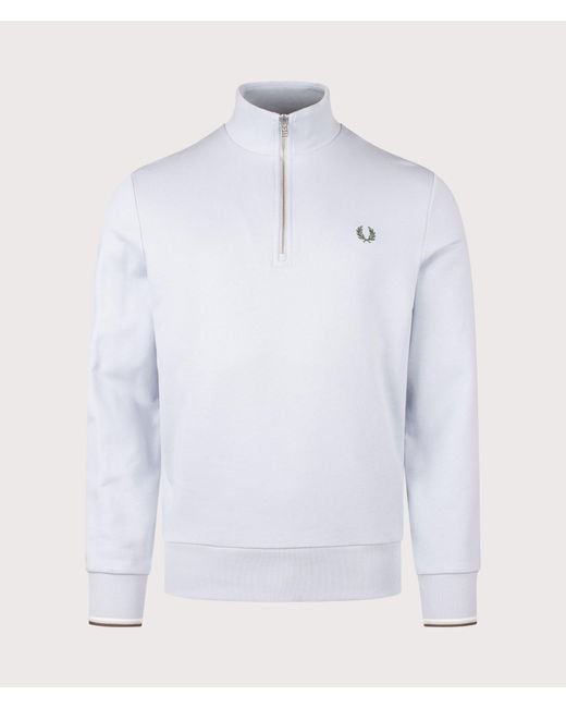 Fred Perry White Regular Fit Quarter Zip Sweatshirt for men