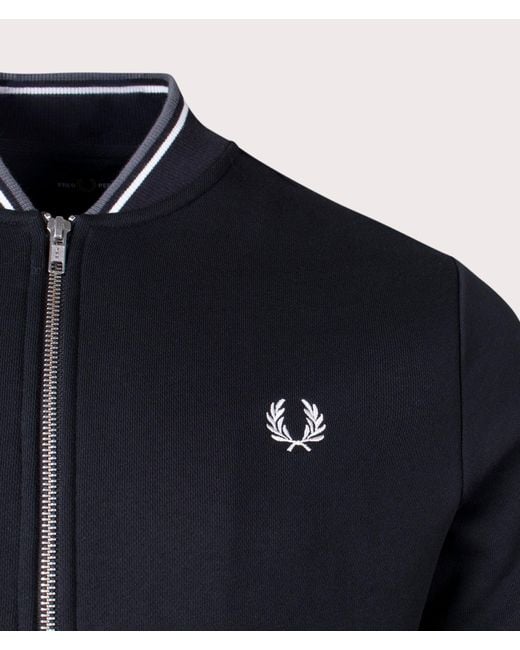 Fred Perry Blue Zip Through Bomber Jacket for men