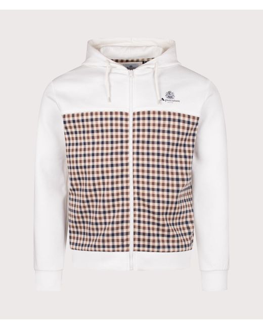 Aquascutum White Scuba Insert Full Zip Hoodie for men