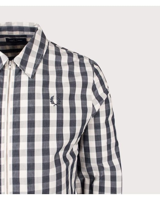 Fred Perry White Regular Fit Poplin Check Overshirt for men