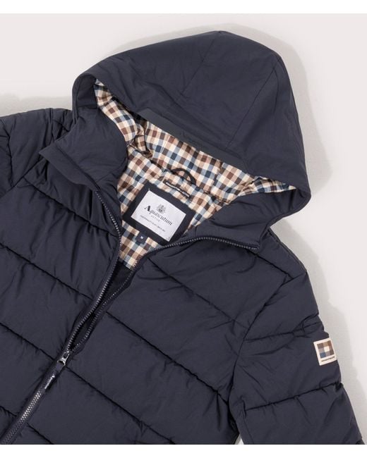 Aquascutum Blue Sp Hooded Puffer Jacket for men