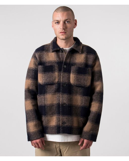 Universal Works Black Relaxed Fit Merino Fleece Lumber Jacket for men