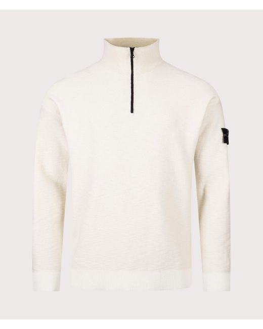 Stone Island Natural Relaxed Fit Quarter Zip Knit Jumper for men