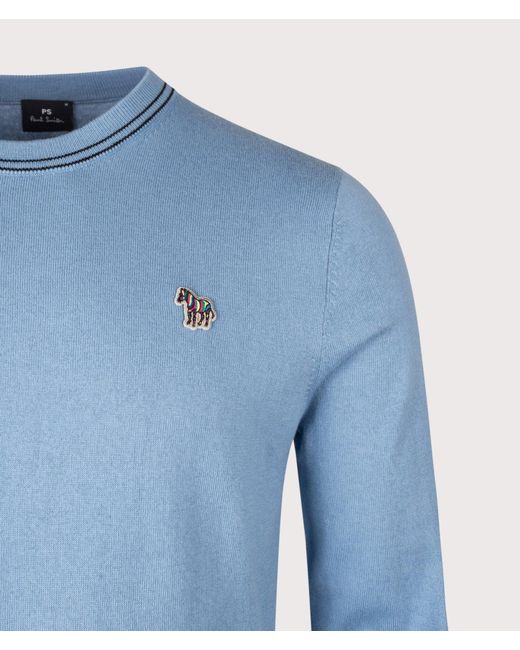 Paul Smith Blue Regular Fit Zebra Logo Crewneck Jumper for men