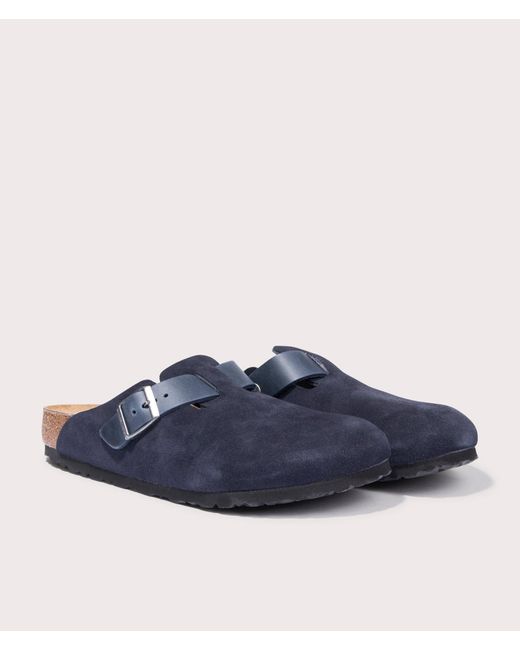 Birkenstock Blue Boston Mixed Leather Clogs for men