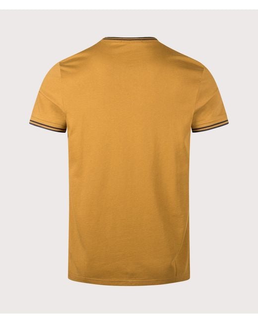 Fred Perry Yellow Regular Fit Twin Tipped T-Shirt for men