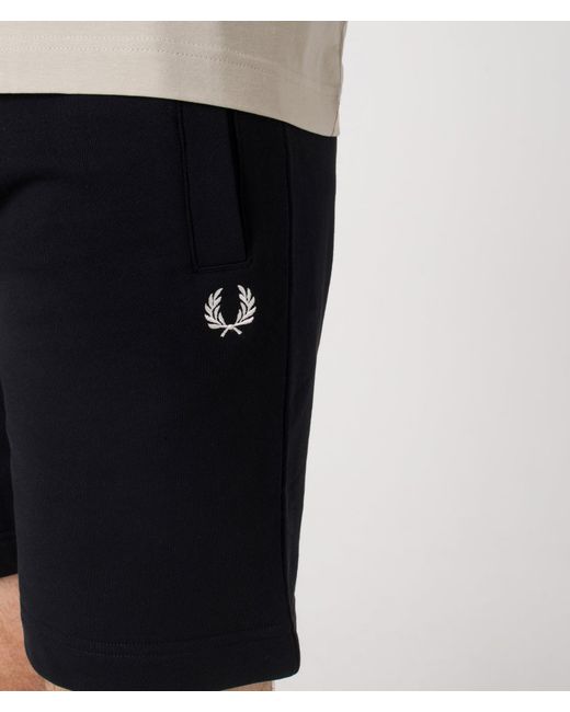 Fred Perry Black Regular Fit Classic Sweat Shorts for men