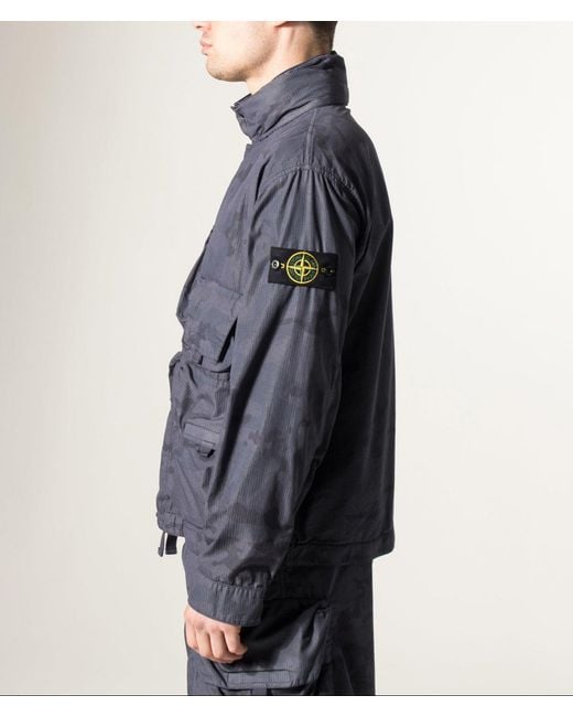 Stone Island Blue Faded Camo Light Ripstop-Ovd Field Jacket for men