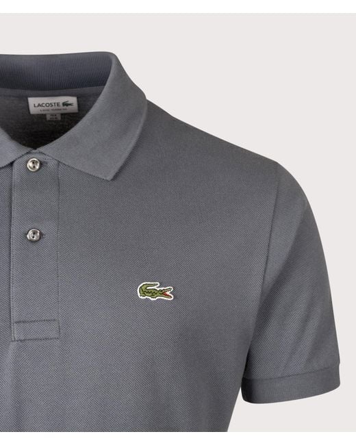 Lacoste Gray Classic Fit L1212 Croc Logo Polo Shirt for men