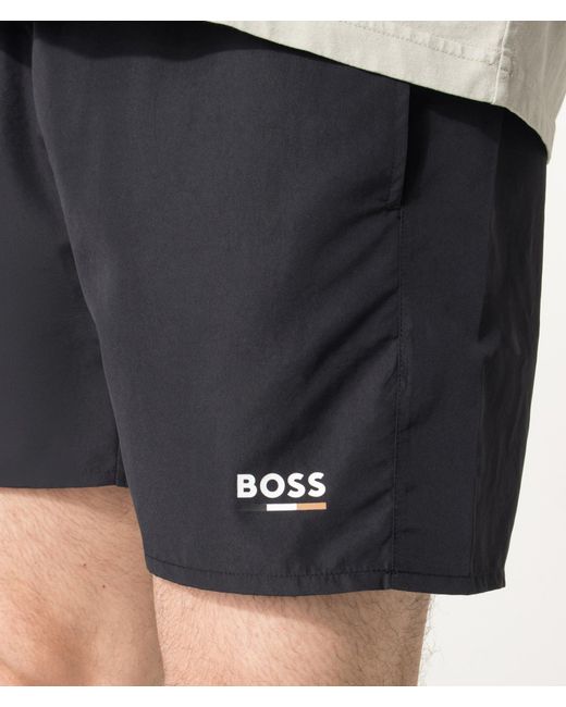 Boss Blue Regular Fit Swordfish Swim Shorts for men