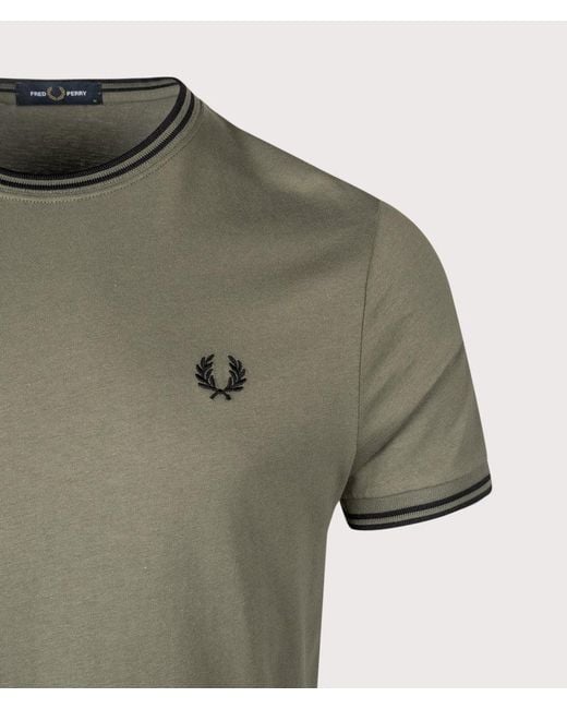 Fred Perry Green Regular Fit Twin Tipped T-Shirt for men