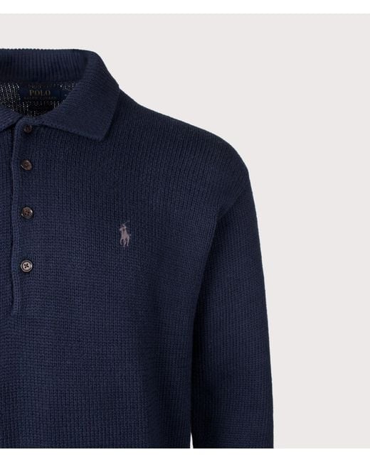 Polo Ralph Lauren Blue Relaxed Fit Knitted Cotton Jumper for men