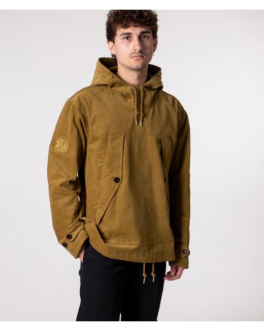 Pretty Green Cotton Insignia Cord Overhead Smock Jacket in Tan (Natural