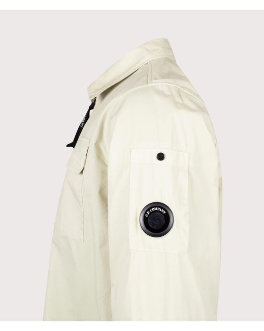C P Company Natural Organic Gabardine Zipped Lens Overshirt for men