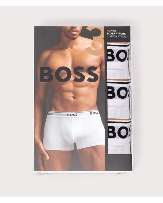 Boss White 3 Pack Regular Fit Power Trunks for men