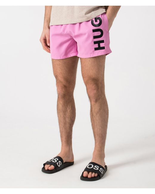 HUGO Pink Abas Lined Swim Shorts for men