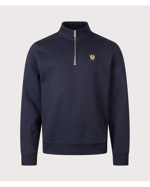 Belstaff Blue Regular Fit Quarter Zip Sweatshirt for men
