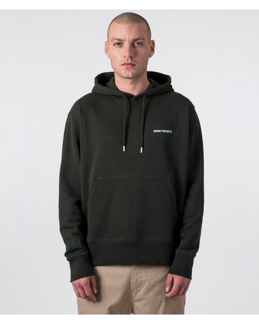 Norse Projects Black Relaxed Fit Arne Logo Hoodie for men