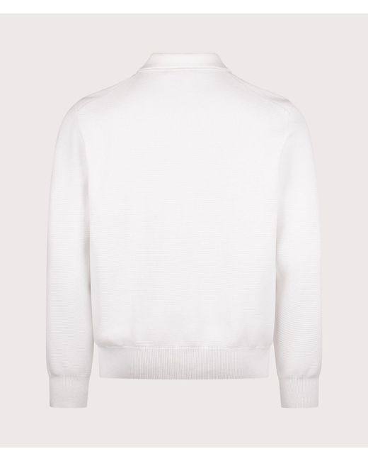 HUGO White Relaxed Fit Long Sleeve San Pauley Polo Shirt for men