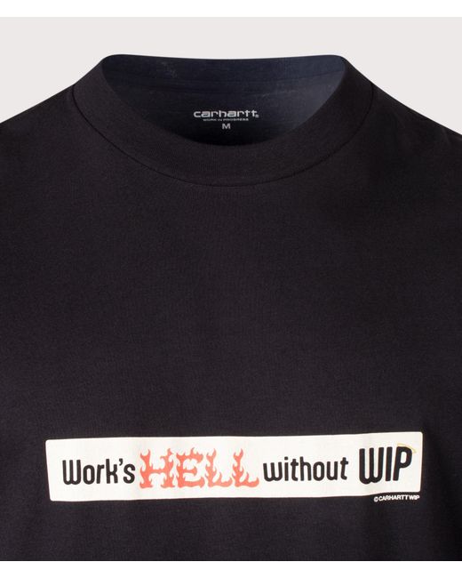 Carhartt Black Loose Fit Bumper Stickers T-Shirt for men