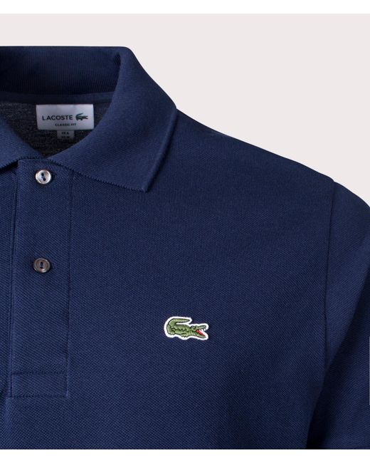 Lacoste Blue Classic Fit L1212 Croc Logo Polo Shirt for men