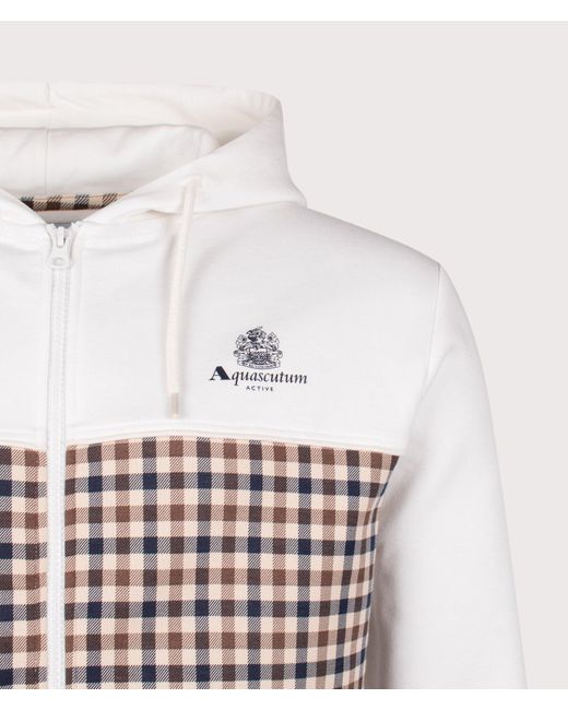 Aquascutum White Scuba Insert Full Zip Hoodie for men