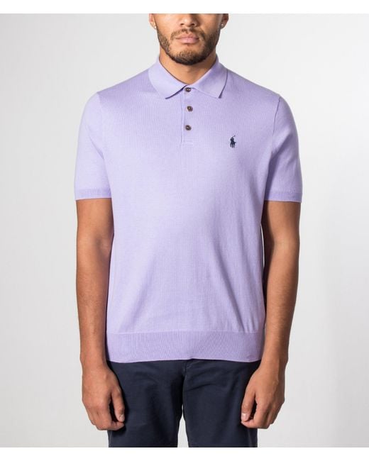 Polo Ralph Lauren Purple Regular Fit Knitted Cotton Polo Shirt for men