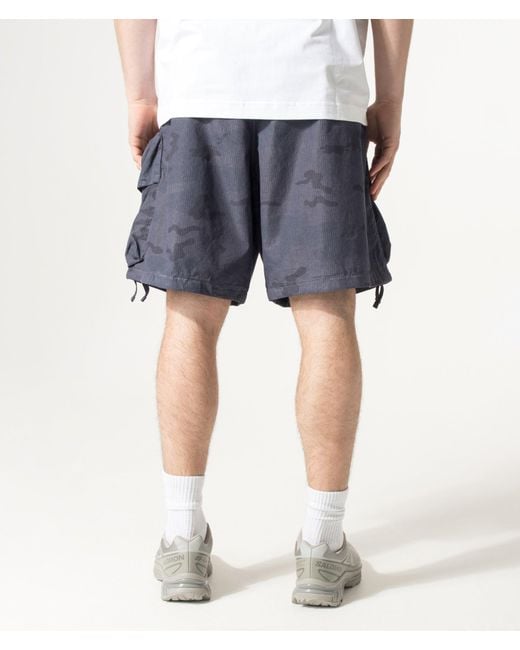 Stone Island Blue Cotton Nylon Micro Ripstop Cargo Shorts for men