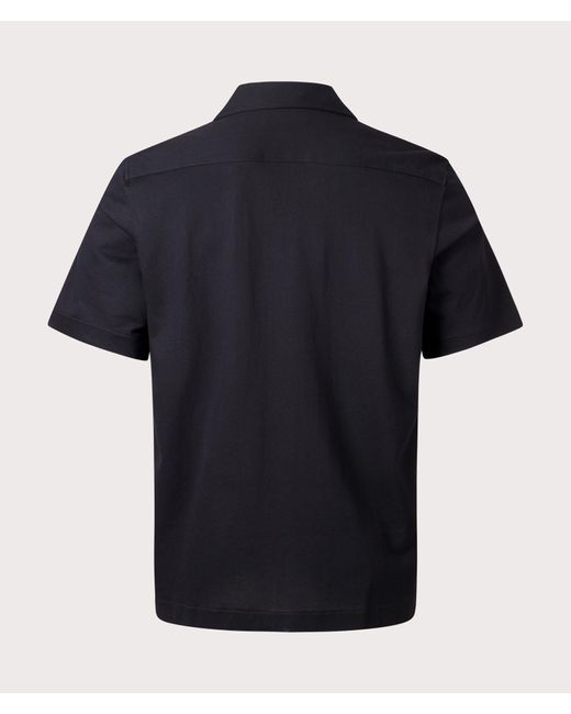 Fred Perry Blue Woven Mesh Panel Revere Shirt for men