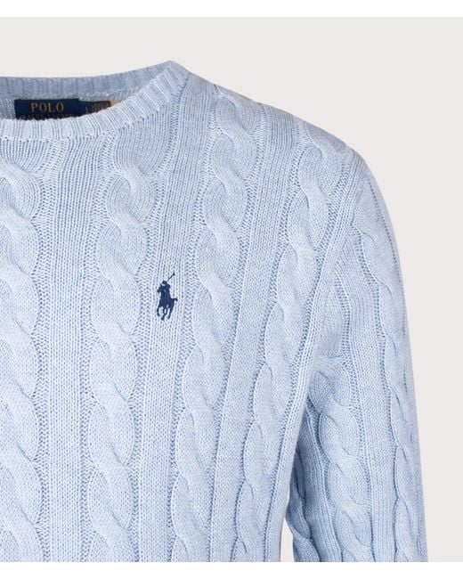 Polo Ralph Lauren Blue Regular Fit Cable Knit Cotton Jumper for men
