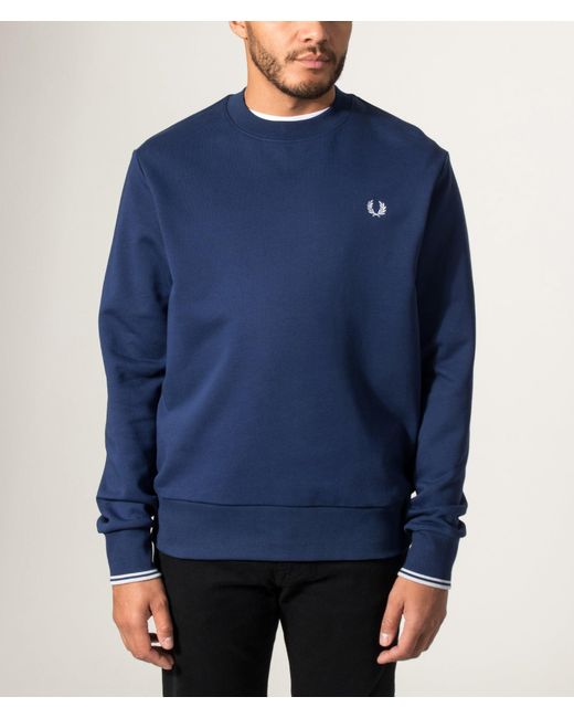Fred Perry Blue Regular Fit Crew Neck Sweatshirt for men