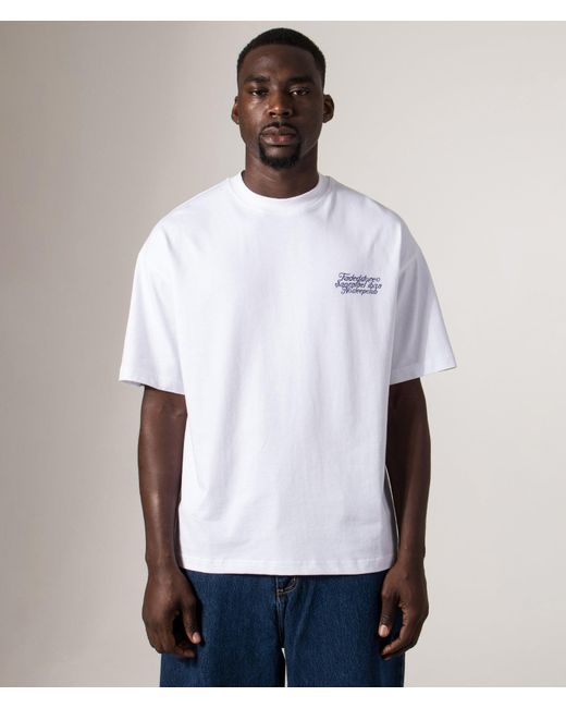 Faded Blue Relaxed Fit Nsc Face T-Shirt for men