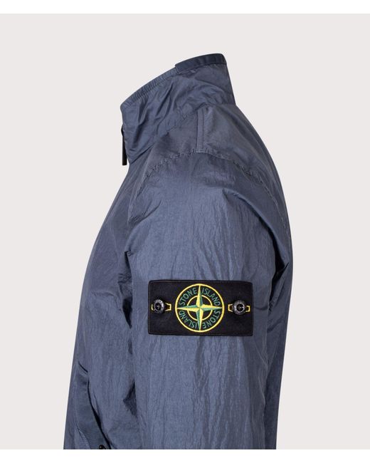 Stone Island Blue Garment Dyed Crinkle Reps Ny Jacket for men
