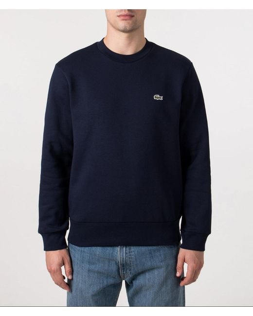 Lacoste Blue Relaxed Fit Brushed Cotton Sweatshirt for men
