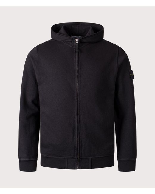 Stone Island Blue Malfilé 'Old' Treatment Full Zip Hoodie for men