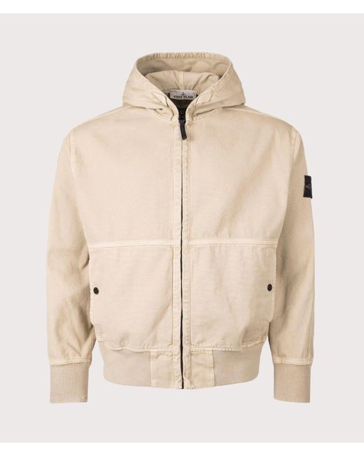 Stone Island Natural Relaxed Fit Panama 'Old' Effect Zip Through Jacket for men