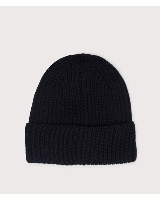 C P Company Black Extrafine Merino Wool Lens Beanie for men